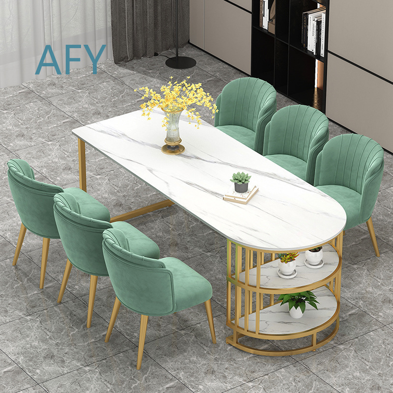 Home Office Of Ikea - Rectangular Marble Slab Dining Table and