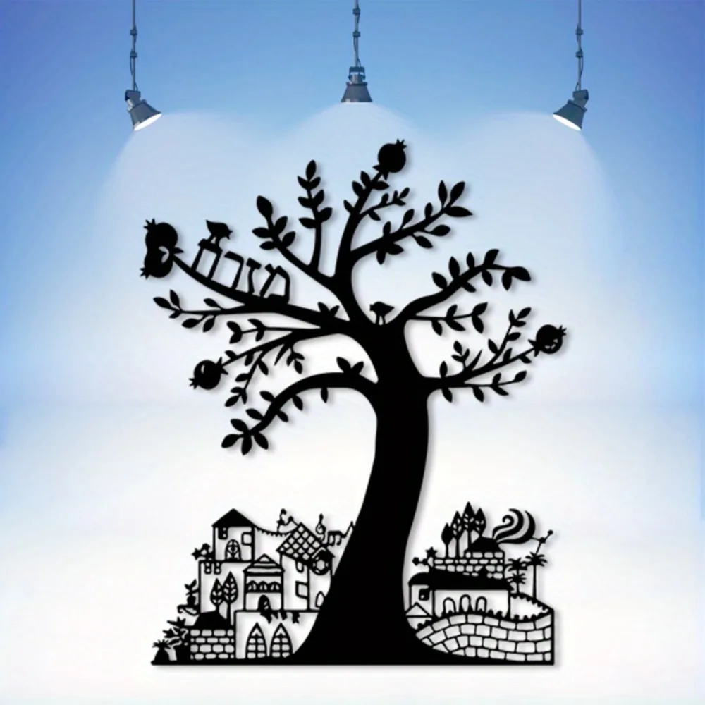 Home Office Art - CIFBUY Metal Wall Art Pomegranate Tree