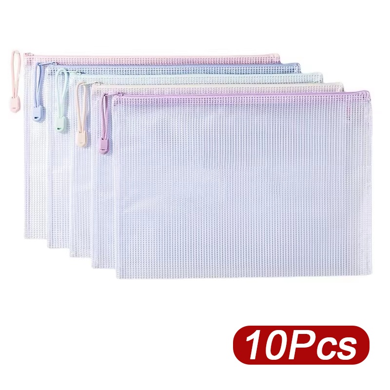 Home Office Student - 5-30pcs Zipper Mesh Bag A4/A5 Plastic