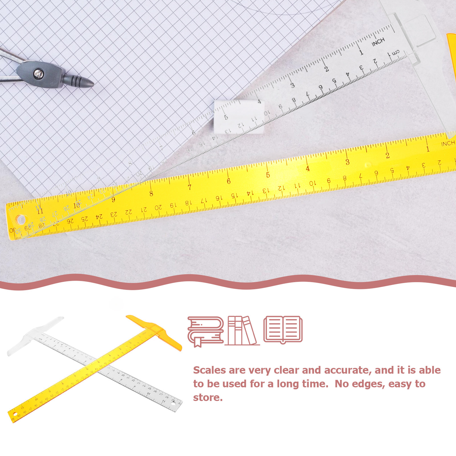 2Pcs T Shape Rulers Plastic Do - đánh giá và giá Home Office Student