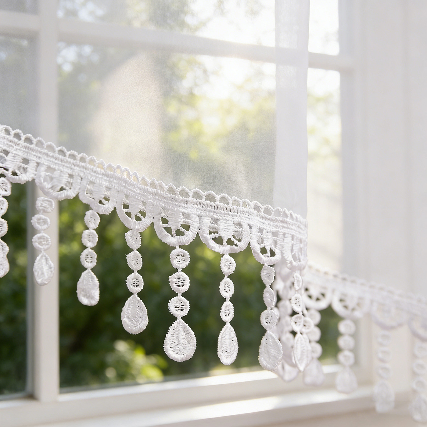 2PCS White Lace Beaded Tassel  - đánh giá và giá Home Office Kitchen