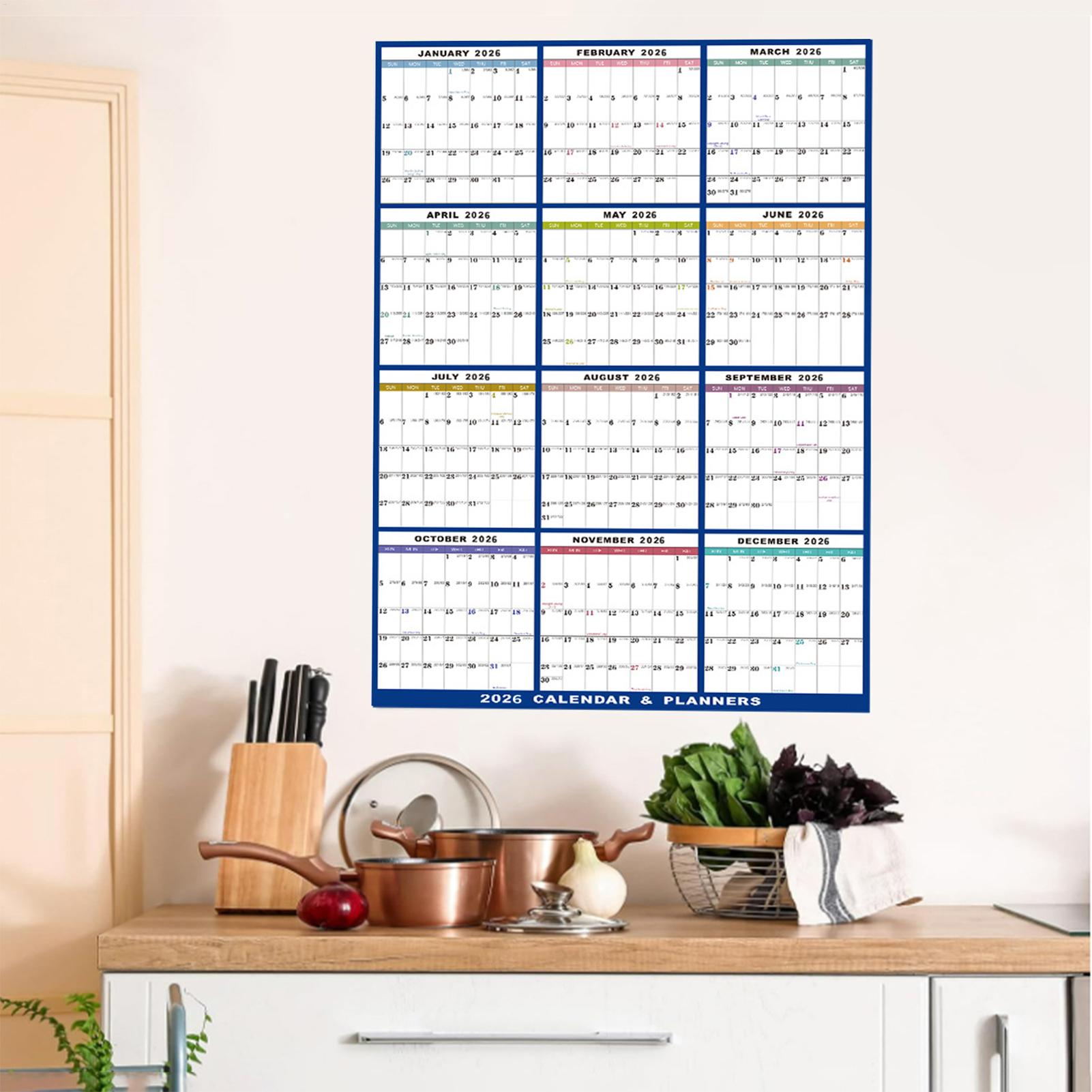 Large Erasable 2026 Wall Calen - đánh giá và giá Home Office Holidays 2026
