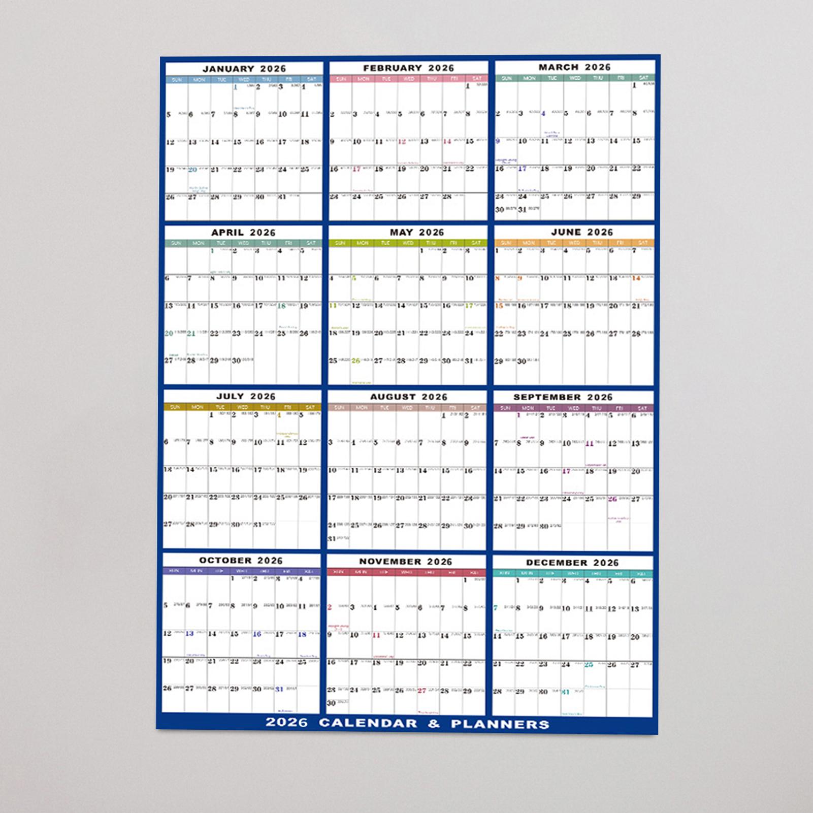 Large Erasable 2026 Wall Calen - đánh giá và giá Home Office Holidays 2026
