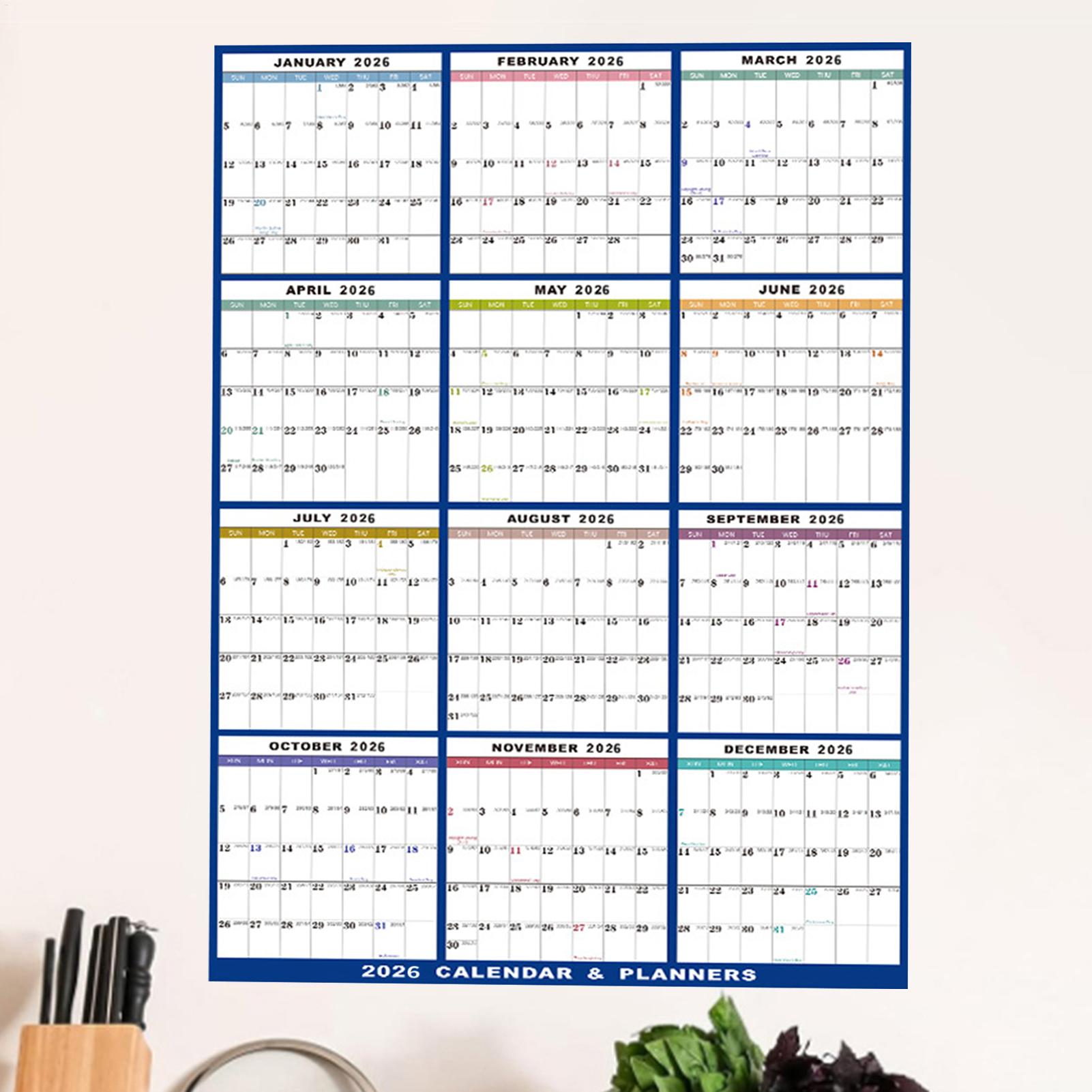 Large Erasable 2026 Wall Calen - đánh giá và giá Home Office Holidays 2026